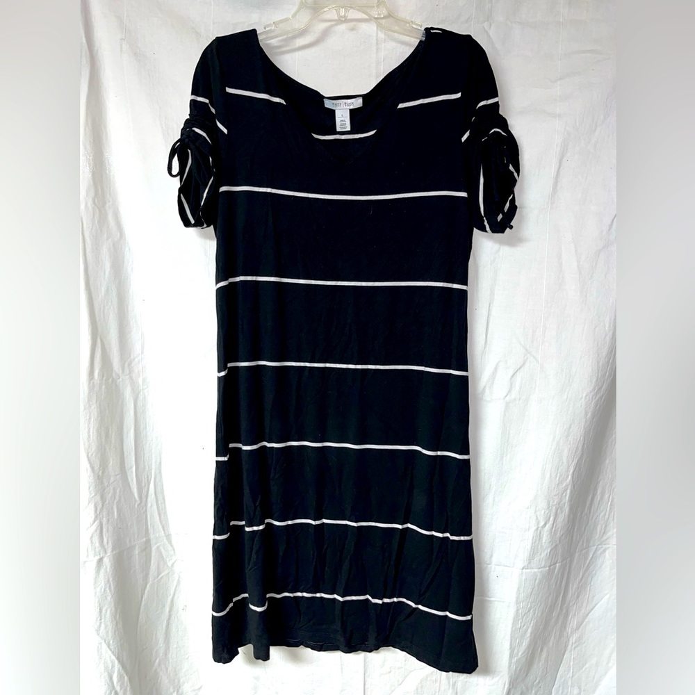 WHBM Black dress white stripes size L